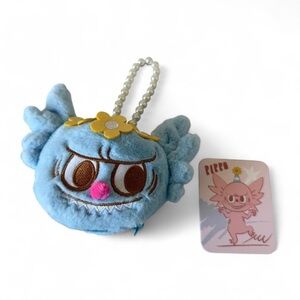 Labubu friends Blue Plush Character Keychain with Flower Crown Accent